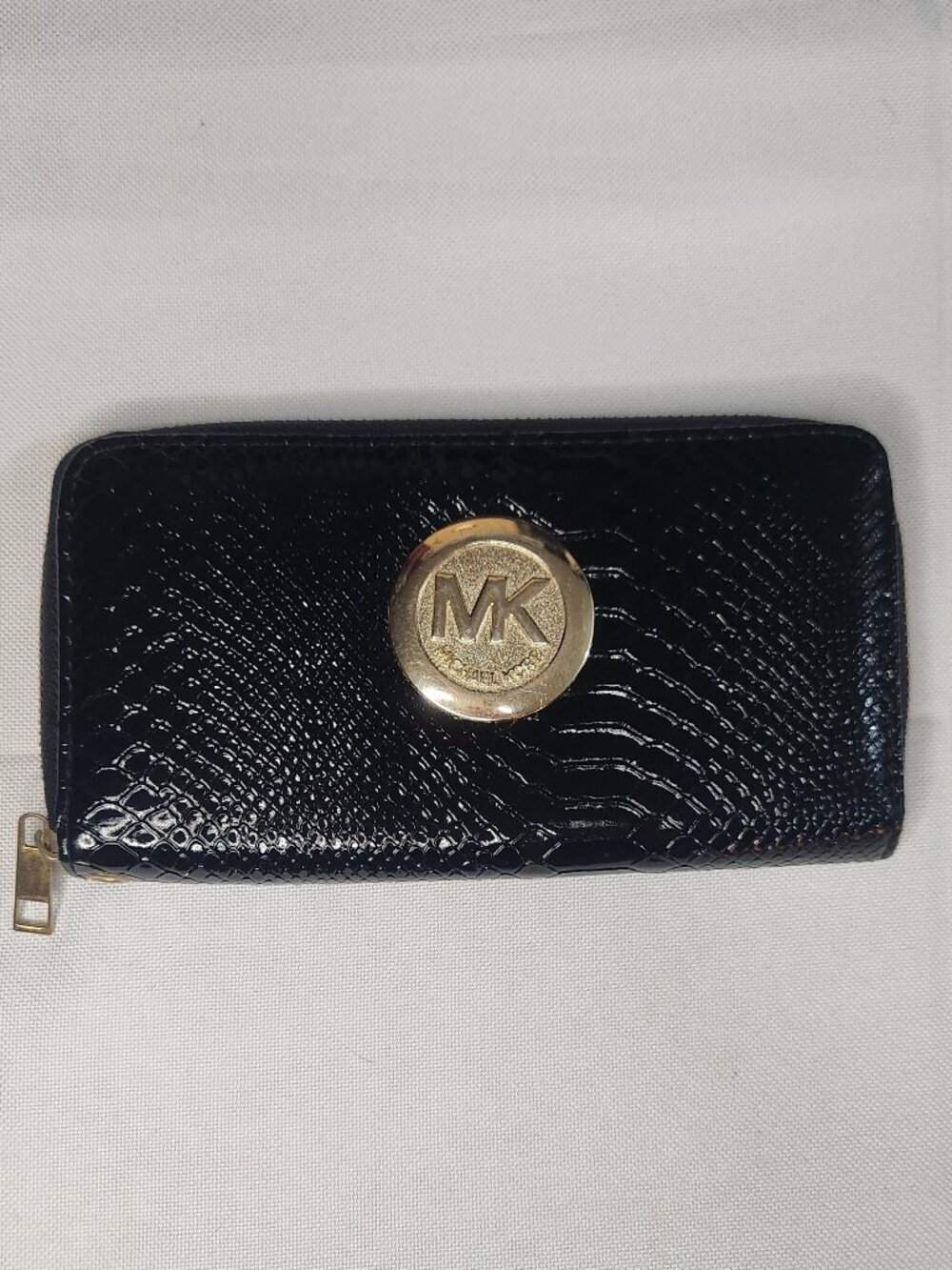 Michael Kors Black Patent Croc-Embossed Wallet